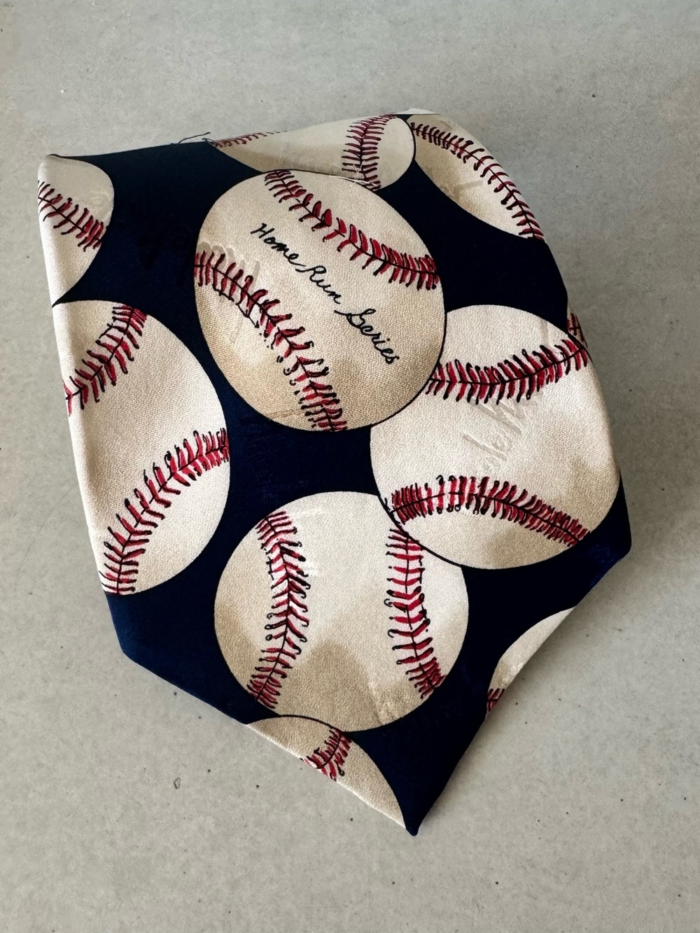 Nicole Miller "Home Run Series" Neck tie 100% silk Baseball Art Print Vintage